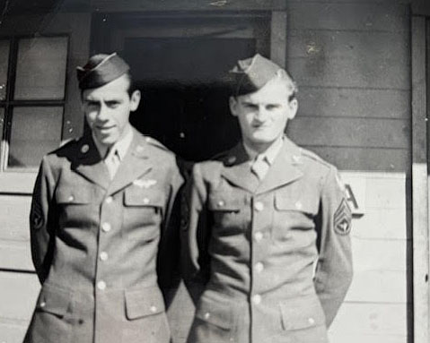 Frank A. Osetek with crewmate, 386 Bomb Group, 555 Bomb Squadron